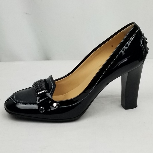 Tod's Shoes - Tod's Black Patent Chunky Heels Pumps size 38